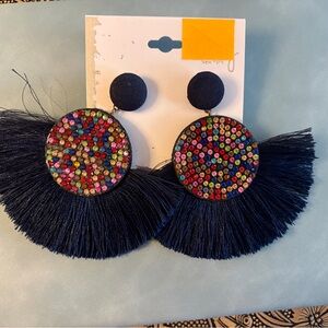 Colorful Beaded Fringe Earrings